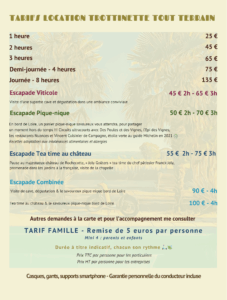 Tarif escapades en trottinette tout terrain dans les vignes