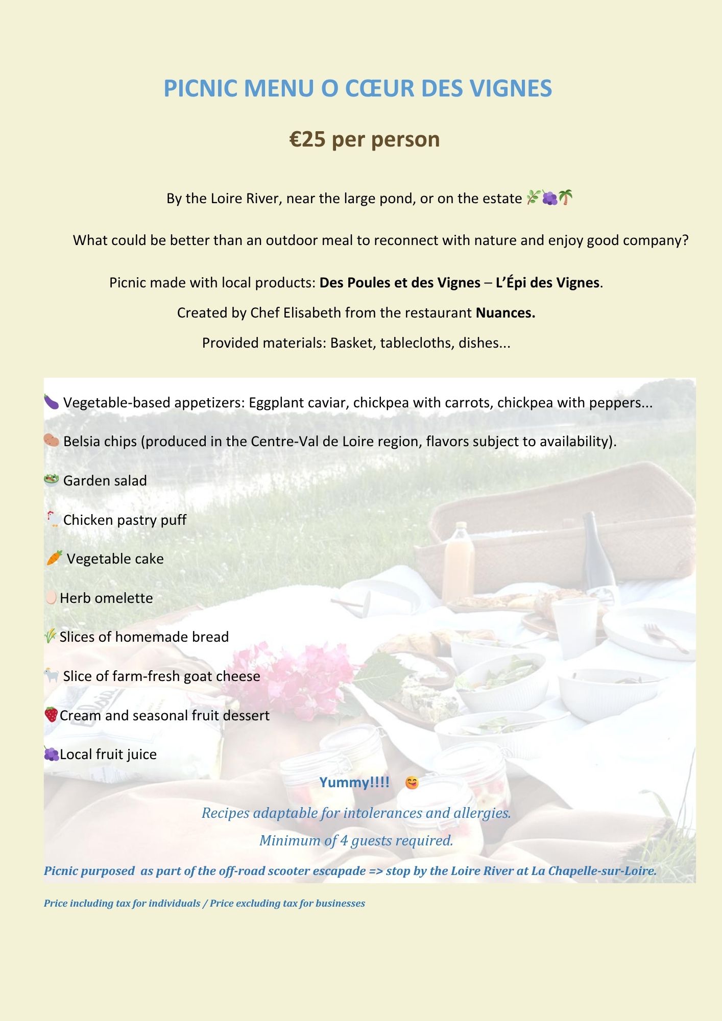 Menu pique-nique near Loire AG