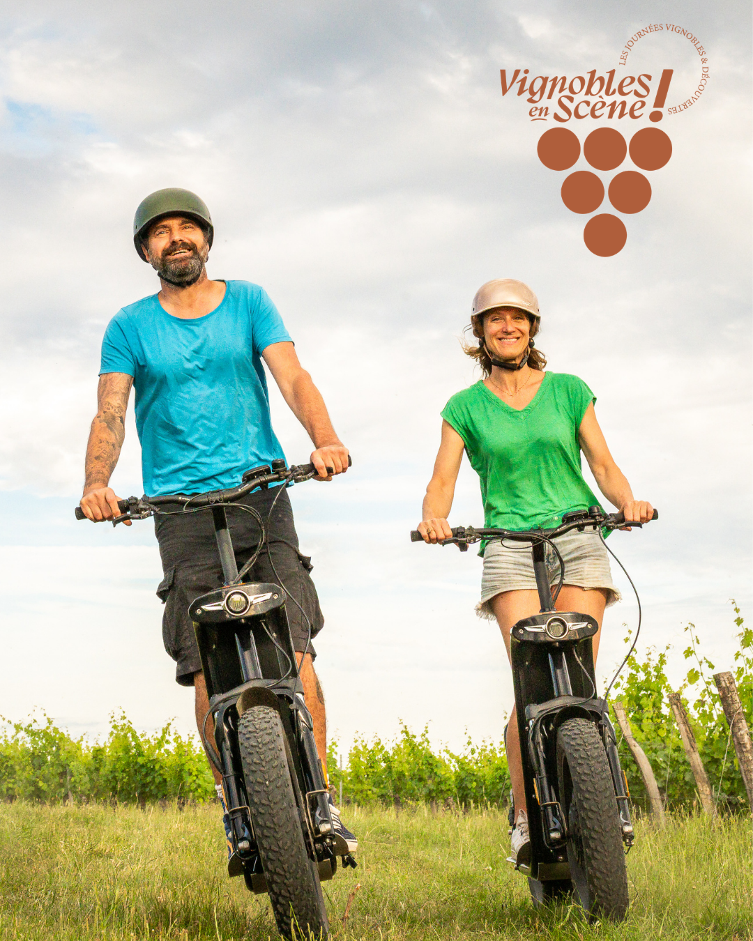 Balade en trottinette tout terrain électrique dans les vignes